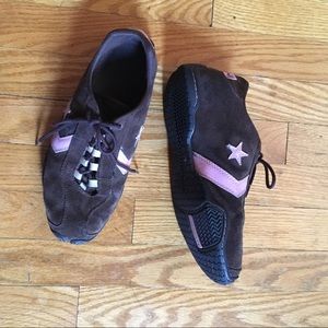 Converse Brown Suede Sneakers w/ Pink Details